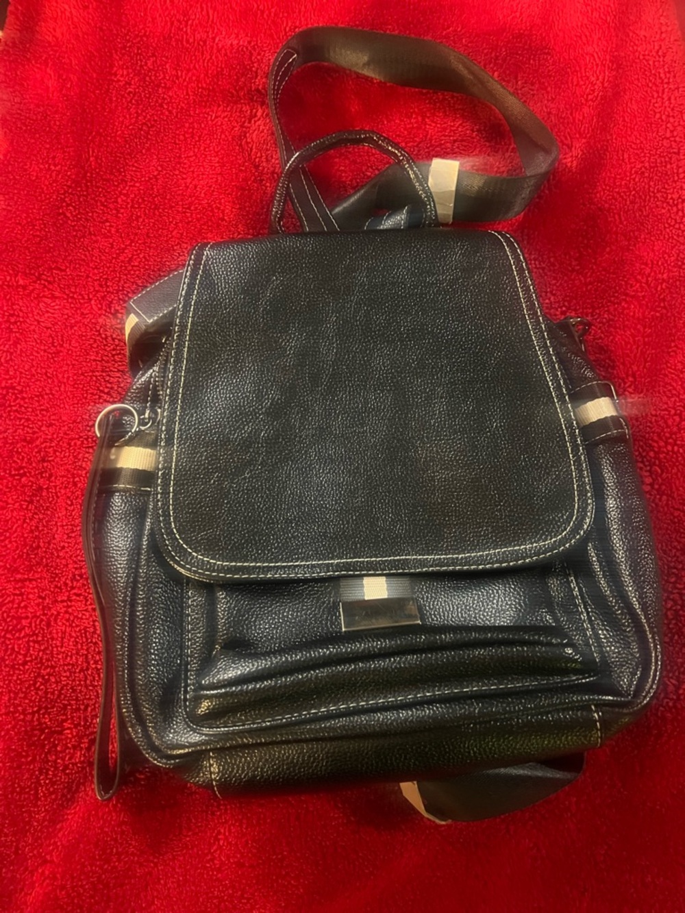 Black  Leather Crossbody Backpack - Classic Everyday Bag